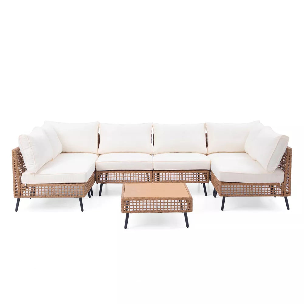 LAUSAINT HOME 7-Piece Wicker Patio Furniture Set Outdoor Sectional Conversation Set