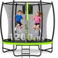 BCAN 8ft Outdoor Trampoline with Safety Enclosure, Basketball Hoop, Heavy-Duty Steel Frame, Ladder and Frame Pad