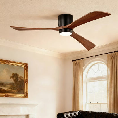 Wanze of Ocean 52 in. 3-Blade Smart Indoor Flush Mount Ceiling Fan with Remote Control, Noiseless Reversible DC Motor, Dimmable LED Light