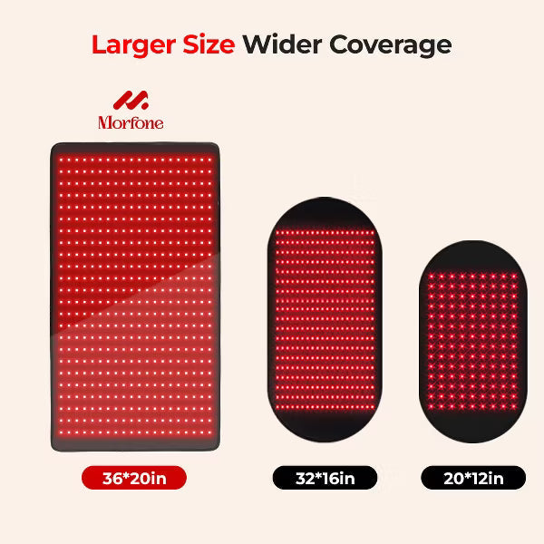 Morfone 480 LED 36x20 inche 660nm 850nm NIR Red Light Therapy Blanket Full Body Infrared Therapy Mat Heating Pad