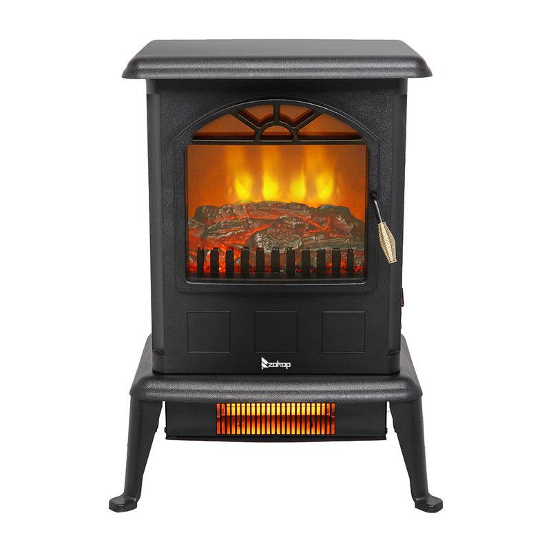 Karl Home 1500-Watt Infrared Electric Fireplace Stove with 2 Heat Settings in Black