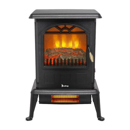 Karl Home 1500-Watt Infrared Electric Fireplace Stove with 2 Heat Settings in Black
