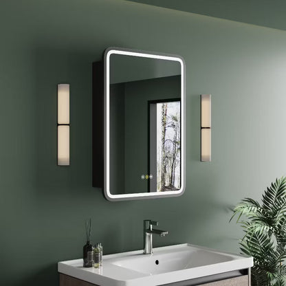 Aris 16"x28" LED Medicine Cabinet with Mirror, Wall/Recess Mount Bathroom Cabinet,3-Mode Light, Anti-Fog, Adjustable Shelves,ETL Certified, Black