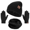 Mysuntown Winter Beanie Hat and Gloves for Women & Men, Winter Hat Scarf and Touch Screen Gloves 3-Piece Set, Cold Weather Knit Fleece Lined Warm Sets