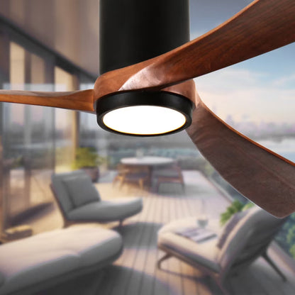 Wanze of Ocean 42 In. Indoor 3 Solid Wooden Blade Ceiling Fan with Dimmable LED Light, DC Motor, App Control For Bedroom Living Room and kitchen