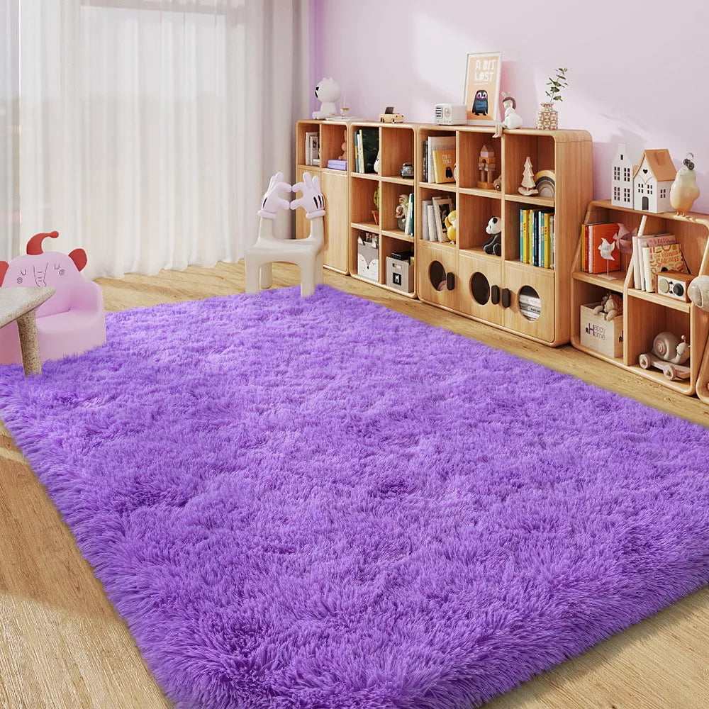 LOVEVOOK Dark Grey Area Rugs for Bedroom, Non-Slip Fluffy Soft Shag Carpet, Living Room Plush Rug for Home Dorm Decor Aesthetic 5x7 Feet