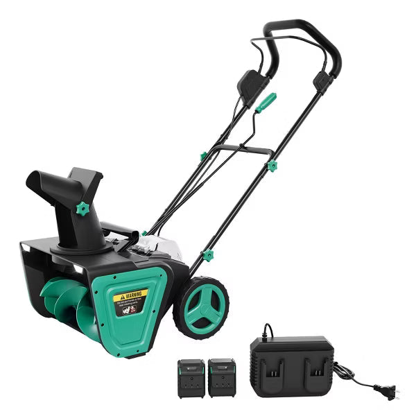 Garvee Heavy Duty 20" Snow Blower Cordless, Brushless Motor, 23FT Throwing Distance, 180° Rotating Chute Walkways Driveways Snow Thrower, Lake blue