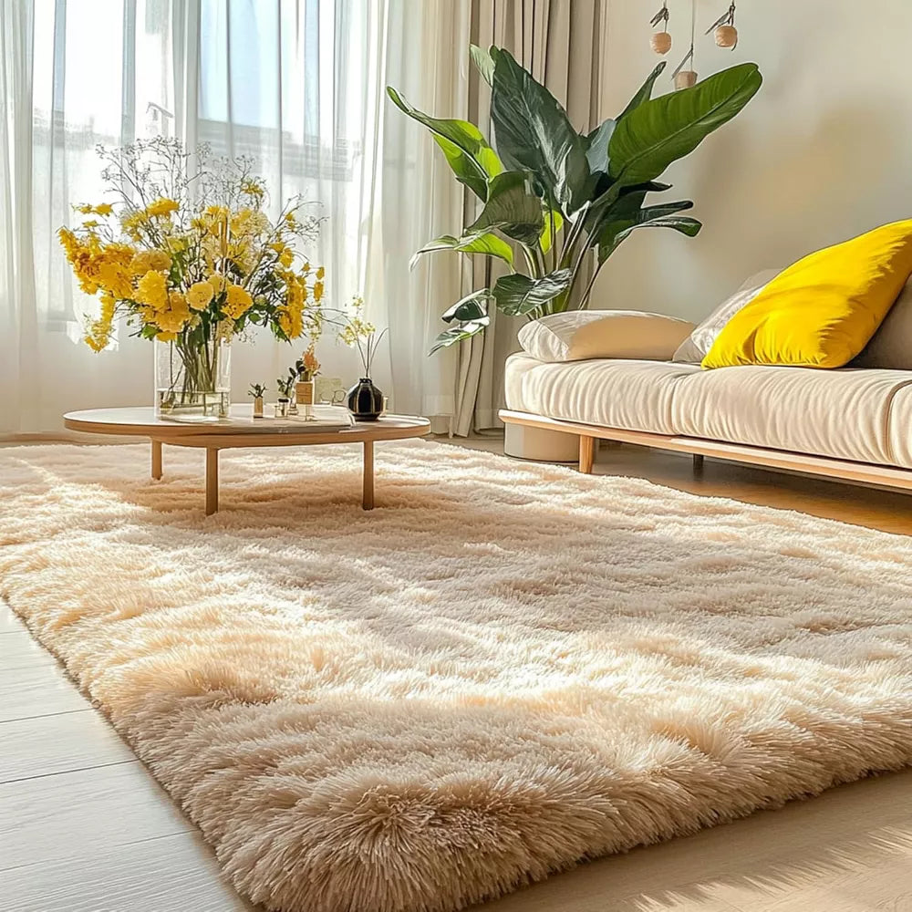 LOVEVOOK Area Rugs for Living Room Bedroom, Soft Fluffy Camel Rug Home Decor Aesthetic 5x7 Feet