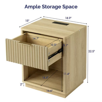 Karl Home 1-Drawer Beige MDF (Medium-Density Fiberboard) 18.9in. W Nightstands