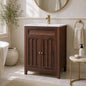 24'' Walnut Vanity Cabinet With Ceramic Sink With 1-Door