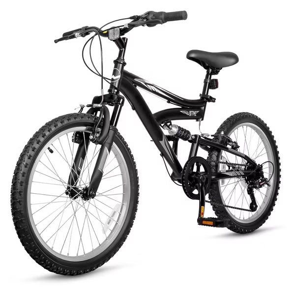 Hykolity Kids Mountain Bike 20 inch MTB Bicycle Age 6-12 Years Height 42-56 in Tween Cycling Full Suspension Sport Outdoor Bikes - Jet Black