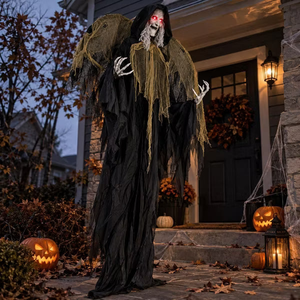 8.2 FT Halloween Standing Witch, Poseable Halloween Prop for Haunted House, Garden, Yard