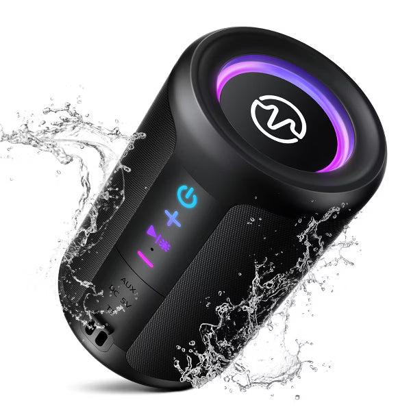 Bluetooth speaker, Wireless Portable Bluetooth Speaker with IPX7 Waterproof, Up to 24H Playtime, Powerful Bass,LED Lights for Home/Party/Outdoor