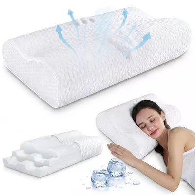 Bed Pillows Memory Foam Pillow, Queen Neck Pain Relief, Contour Cervical Pillow, for Neck and Shoulder Pain, Side, Back and Stomach Sleeper