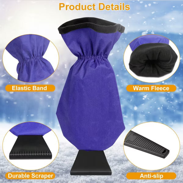 Ice Scraper Glove Car Windshield Snow Scraper Remover Glove Lined of Fleece Winter Ice Scraper Mitt Keep Warm