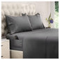 Hoey Full Size 4-Piece Microfiber Sheet Set – Deep Pocket Bed Sheets with Embroidered Pillowcase (Gray)