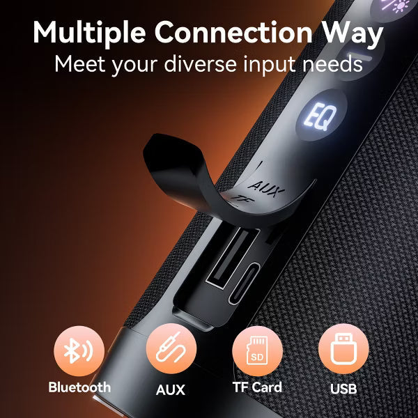 Portable Bluetooth Speaker, IPX6 Waterproof, Stereo Sound, 30H Playtime, Bluetooth 5.4, RGB Lights, Outdoor Speaker