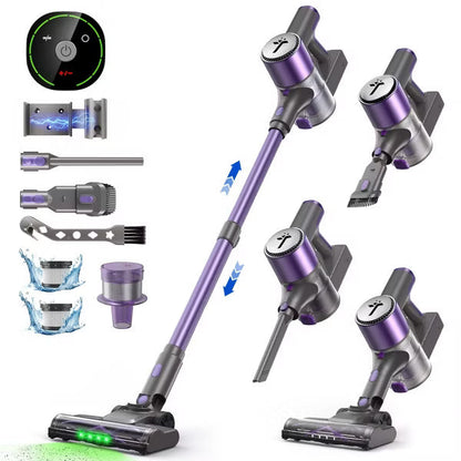Teendow Vacuum Cleaner for Home 300W, 50kPa Brushless Motor Cordless Stick Vacuum Rechargeable for Per Hair, Carpet, All Floors,Purple