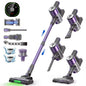 Teendow Vacuum Cleaner for Home 300W, 50kPa Brushless Motor Cordless Stick Vacuum Rechargeable for Per Hair, Carpet, All Floors,Purple