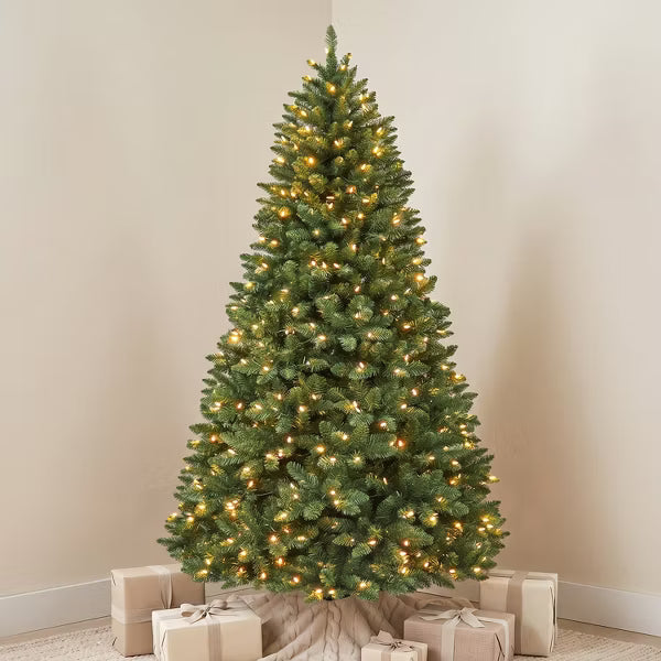 VIVATREES 6ft Prelit Artificial Christmas Tree with Hinged Branches Metal Stand Realistic Xmas for Holiday Decor Green