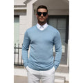 COOFANDY Men's V Neck Wool Blend Knit Long Sleeve Pullover Sweater Black S