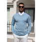 COOFANDY Men's V Neck Wool Blend Knit Long Sleeve Pullover Sweater Black S