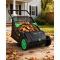 Manual Push Lawn Sweeper Leaf Collector, 26‑Inch Sweeping Width, 3.5 Cu Ft Collection Bag, Steel Frame with Rubber Wheels for Leaves and Pine Cones