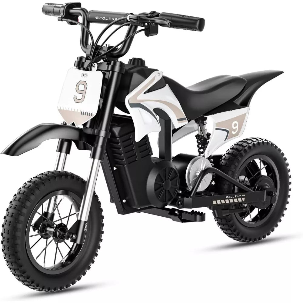 ECOLEAP K1 Kids Electric Dirt Bike 36V – 16MPH Fast, 14-Mile Range, 700W Peak Motor, 3-Speed Modes, 12" Off-Road Tires, UL,Ages 3-10,Gray