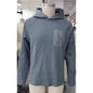 COOFANDY Men's Hooded Chest Zip Pocket Knit Lightweight Pullover Sweatshirt Light Grey M