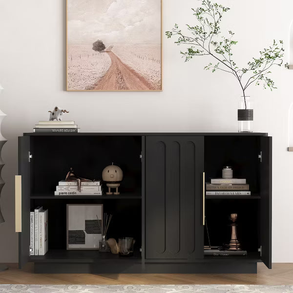 Modern Buffet Cabinet with Storage, Fluted Sideboard Large Buffet with Adjustable Shelves, Credenza, Accent Cabinet Console Table