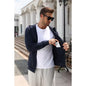 COOFANDY Men's Lightweight Hooded Jacket Zip Up Knit Cardigan Casual Layer for Travel-Heather Grey-S