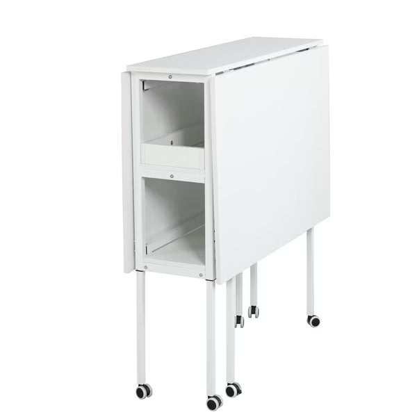 EROMMY Foldable Craft Table with Wheels,White