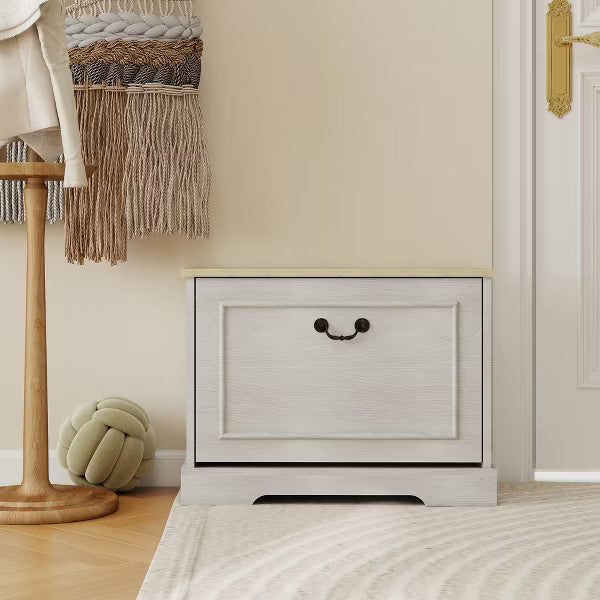 Shoe Storage Bench with Flip Drawer, Adjustable Shelf, Entryway Bench for Dorm Room, Bedroom & Hallway, Small Space Shoe Organization