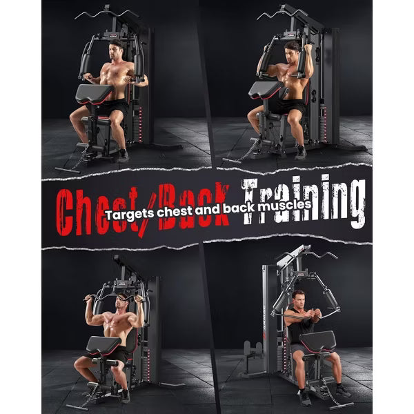 Home Gym,Multifunctional Workout Station with Leg Press | 150LBS Weight Stack Full Body Workout Equipment for Home Exercise Fitness Strength Training