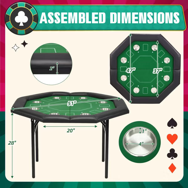 EROMMY 51” 8-Player Octagon Poker Table