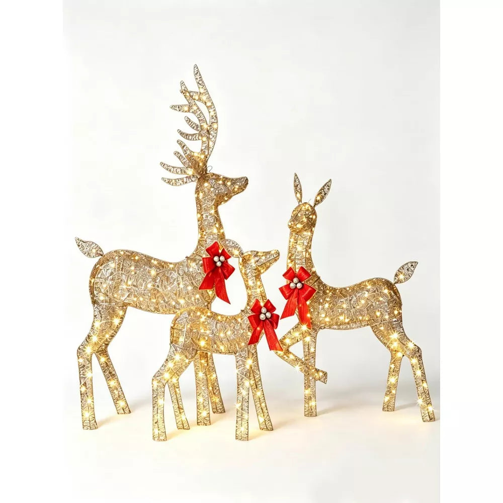 Garvee 3 Piece 5FT Large Lighted Christmas Deer Family Set, Outdoor Reindeer Decoration with LED