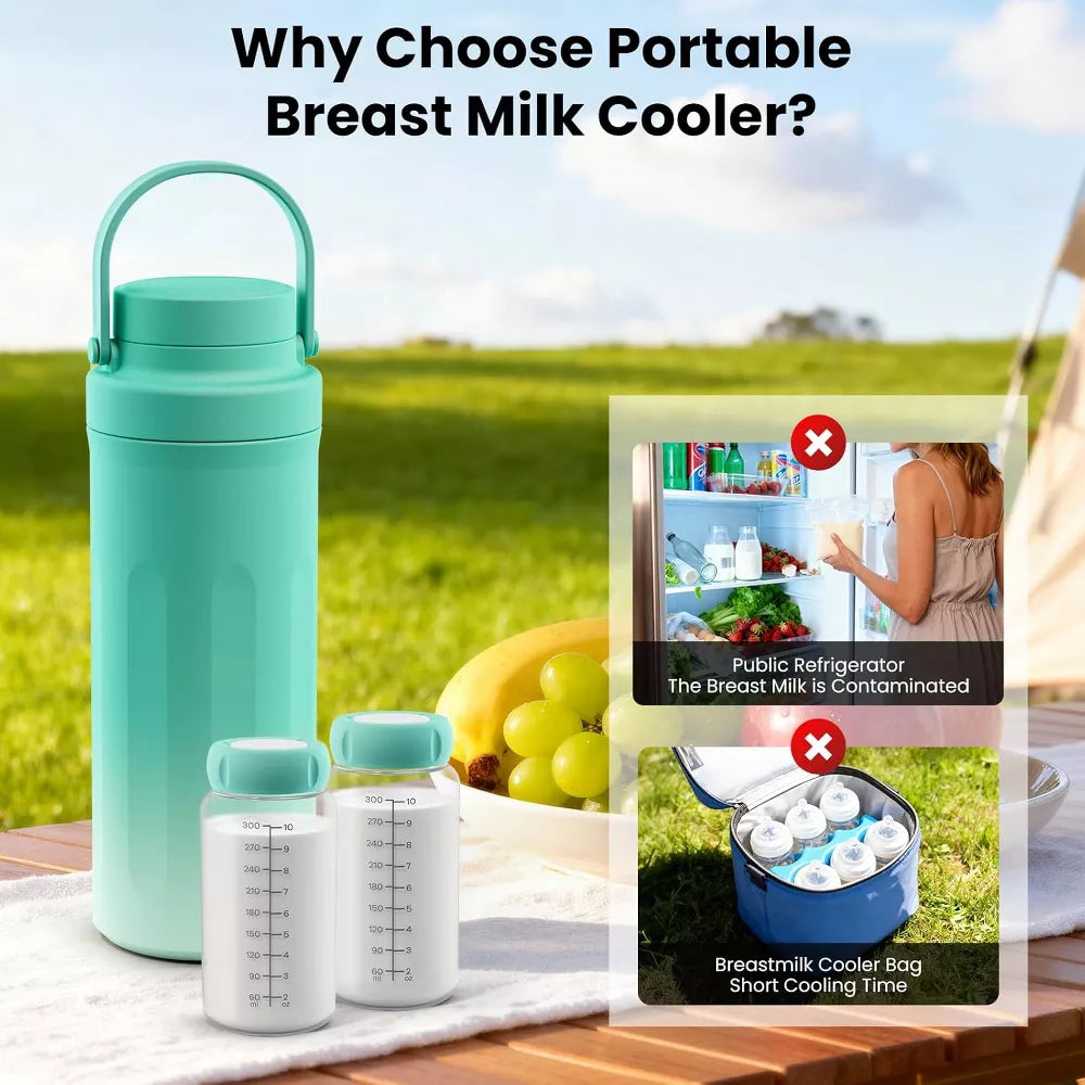 22oz Portable Breast Milk Cooler for Work & Travel, Ice-Free Breastmilk Cooler with 360° Surround Cooling for 24 Hours