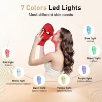 Morfone 7 Color LED Adjustable Brightness Wireless Charging Facial Light Therapy Mask White