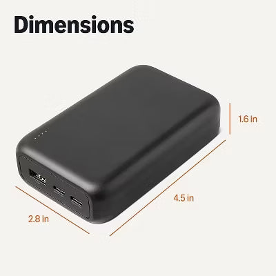 10,000mAh power bank supporting 1.5-hour fast charging; suitable for home backup, outdoor emergencies.