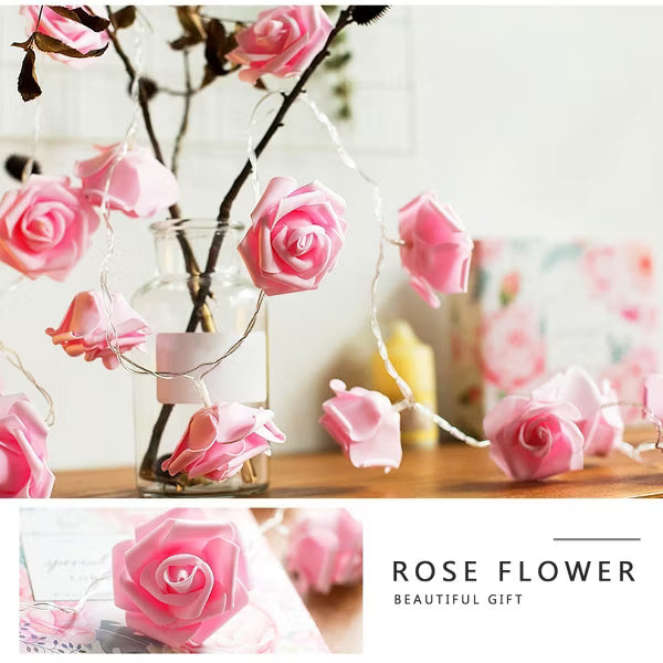 40 LEDs Rose Flower String Lights 10ft/3m Battery Operated Decorative Lights for Anniversary Valentine's Wedding Bedroom