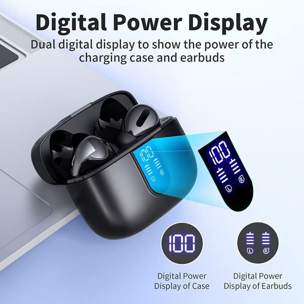 VEATOOL True Wireless Earbuds Bluetooth 6.0 150H Playback LED Power Display Wireless Charging Case IP68 Waterproof 6 ENC Mic for TV Phone Laptop