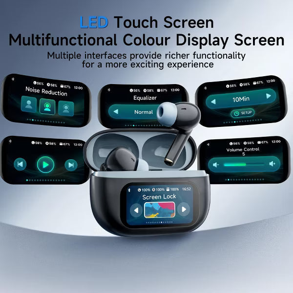 Wireless Earbuds Bluetooth 5.3 Headphones 90 Hrs Playtime Ear buds with Wireless Charging Case Power Display Over-ear Earphones Black