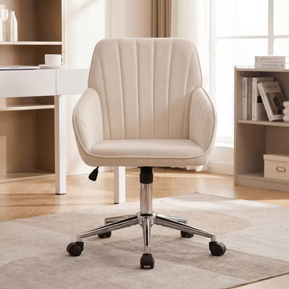 LauKingdom Adjustable Velvet Office Chair, Ergonomic Swivel Vanity Chair with Backrest Support, Comfortable Cute Desk Chair for Bedroom, Living Room