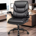 KERDOM High Back Leather Executive Office Chair, Ergonomic Lumbar Support, 400 lbs Heavy Duty, Adjustable Height Swivel Desk Chair,Black