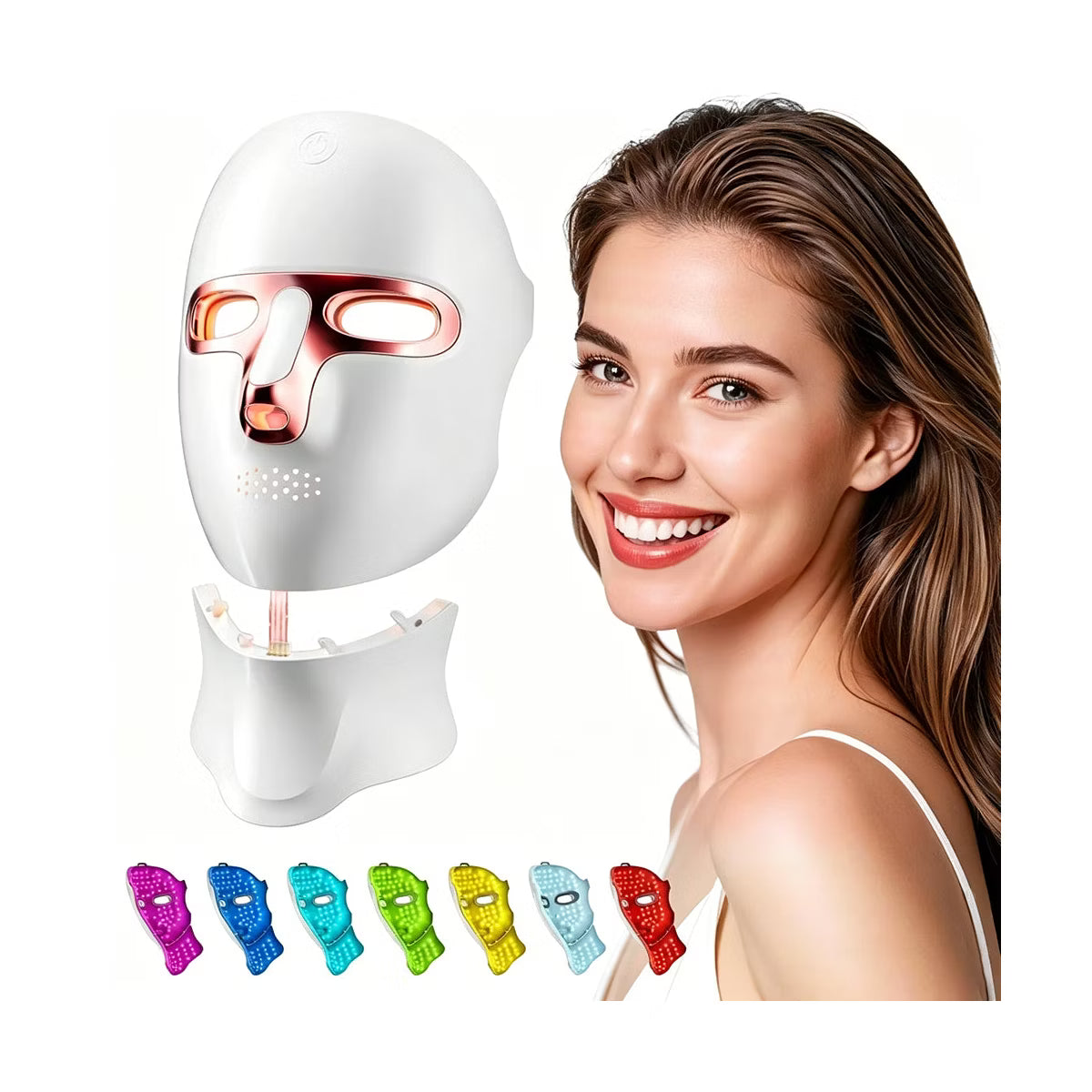 Morfone 7 Color LED Adjustable Brightness Wireless Charging Facial Light Therapy Mask White