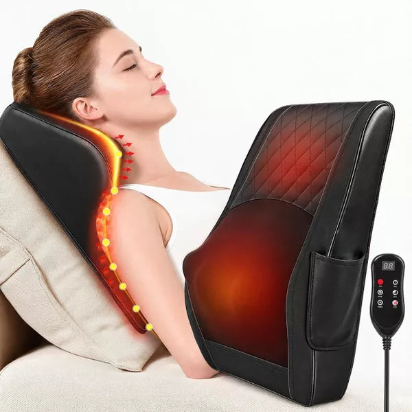 Morfone Bi-Directional Massage Pillow for Back Pain Relief ,3 Massage Modes&2 Heat Levels Back Massager, 3 Intensity Levels