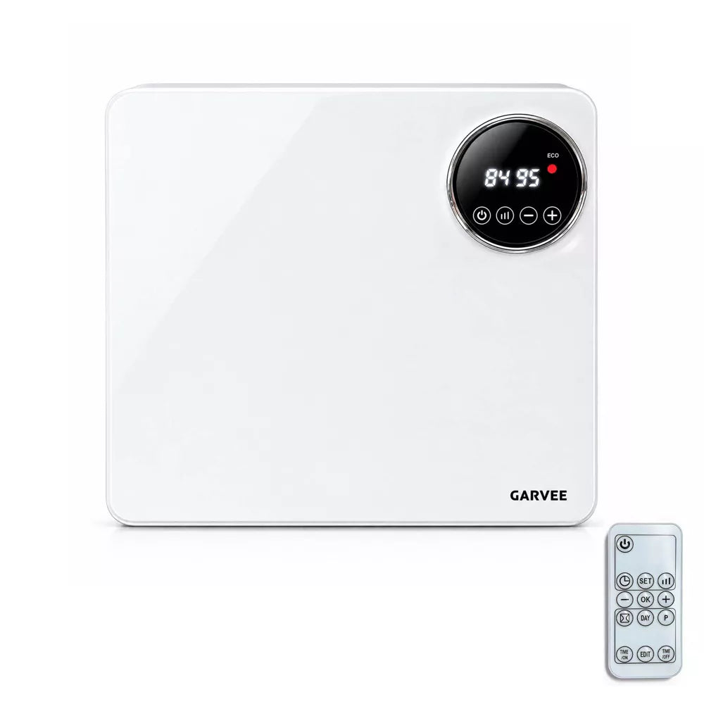 Garvee Wall Mounted Space Heater, Indoor, ECO 750/1500W, 2 Heat, Touch/Remote, Timer