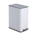 10L/2.6 Gal Rectangular Step Trash Can, Stainless Steel Garbage Can with Foot Pedal, Removable Inner Bucket & Side Handle, White