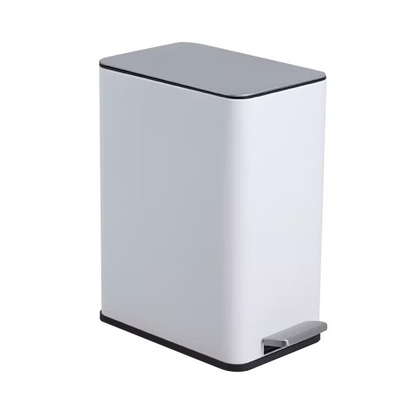 10L/2.6 Gal Rectangular Step Trash Can, Stainless Steel Garbage Can with Foot Pedal, Removable Inner Bucket & Side Handle, White