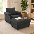 LauKingdom Charcoal Gray 2-Piece Accent Chair and Storage Ottoman Set, Push Back Recliner with USB Ports for Apartment Living Room Dorm